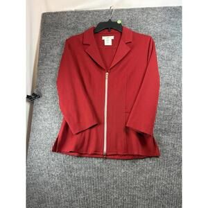 90s Vintage Designer Vertigo Paris Blazer Womens Medium Red Silver Accents Zips